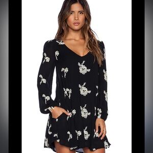 Free People Emma Floral Dress in Black
